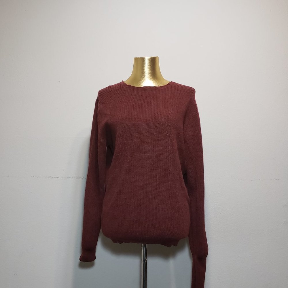 UNIQLO Maroon Distressed Neck Sweater w/thumb hole